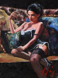 Eugenia by Fabian Perez - Original Painting on Stretched Canvas sized 9x12 inches. Available from Whitewall Galleries